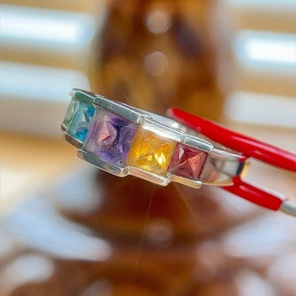 Sterling Silver 925 Semi-Precious Gems Ring - Picture 3 of 7